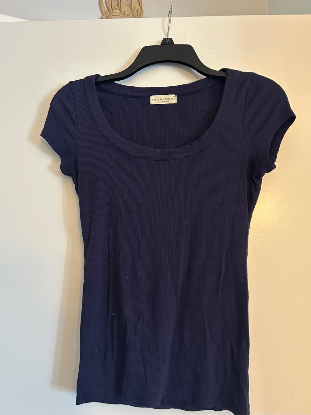 Navy Ribbed Scoop Short-Sleeve Tee